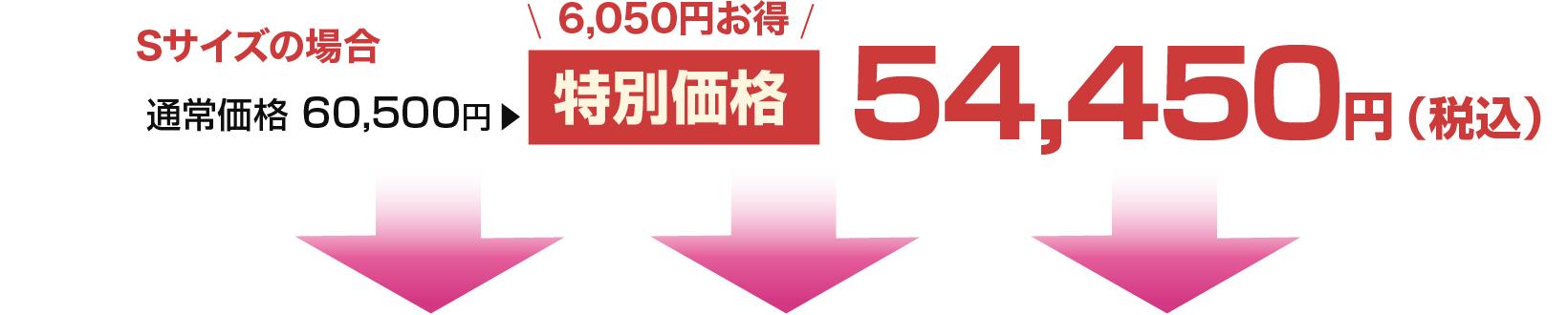 通常価格60,500円が10％OFFの特別価格54,450円に